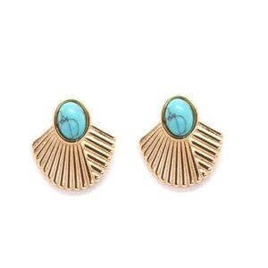 New! Gold Turquoise Post Earrings NWOT